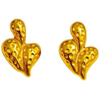 kimti 18K Gold Plated Studded Heart Anti Tarnish Earrings