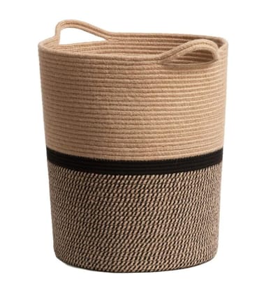 Generic Cotton Pack Of_1 12x14 Inch Laundry Storage Basket For Clothes (Multicolor)-PID66447