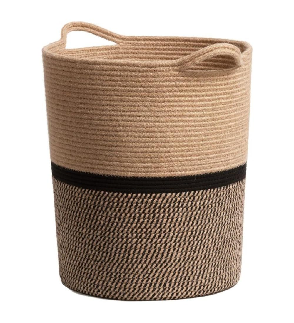 Generic Cotton Pack Of_1 12x14 Inch Laundry Storage Basket For Clothes (Multicolor)-PID66447