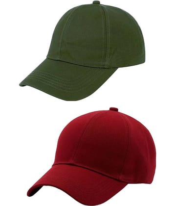 Zacharias - 100% Cotton Green Men's Cap ( Pack of 2 )