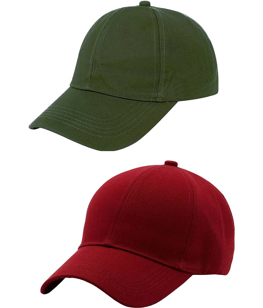 Zacharias - 100% Cotton Green Men's Cap ( Pack of 2 )