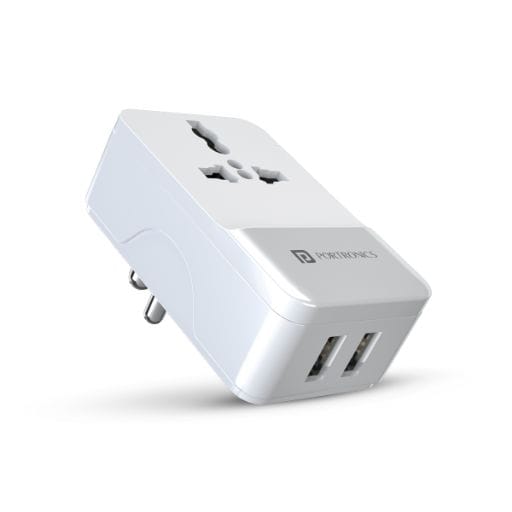 Portronics Adapto III Dual USB Adapter (White)