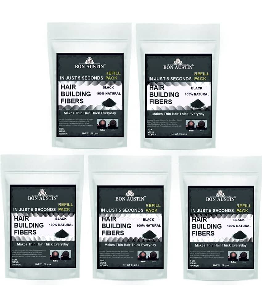 Bon Austin Hair Building Fiber Instant Fuller Hair Refill Pack (Black) 25 gm Pack of 5