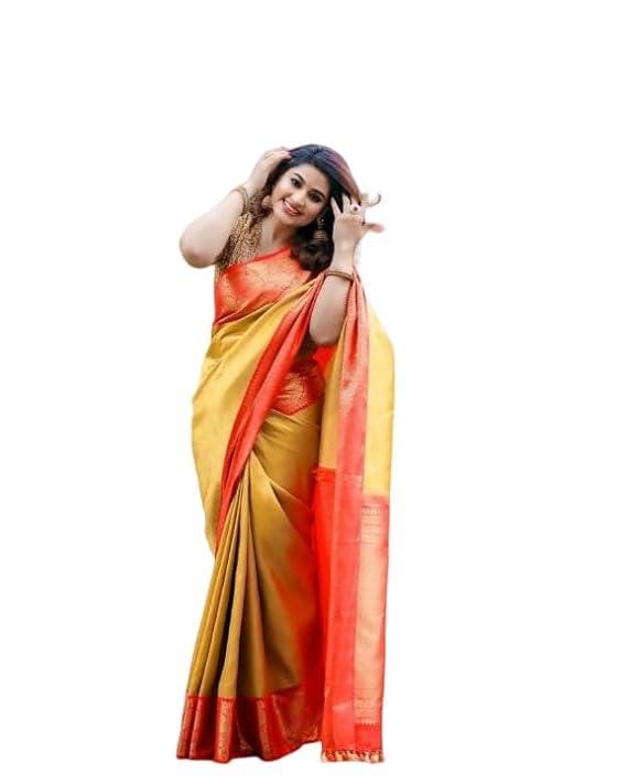 PT'Z Women's Banarasi Soft Lichi Silk Saree