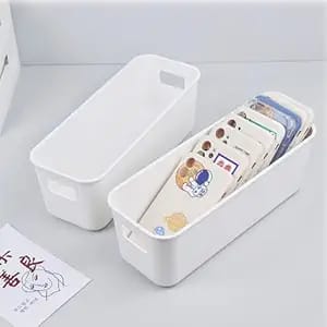 KATHIYAWADI Tradworld Beauty box Desktop Sundries Storage Baskets Box Cosmetics Snacks Mobile Phone Case Storage Boxes Household Storage Organizer | Pack 2 | White
