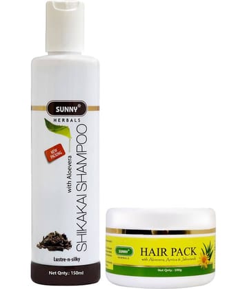 SUNNY HERBALS Hair Pack 100 gm and Shikakai Shampoo 150 mL