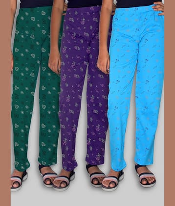 JILZ Pack of 3 Girls 100% Cotton Pyjama ( Multicolor )