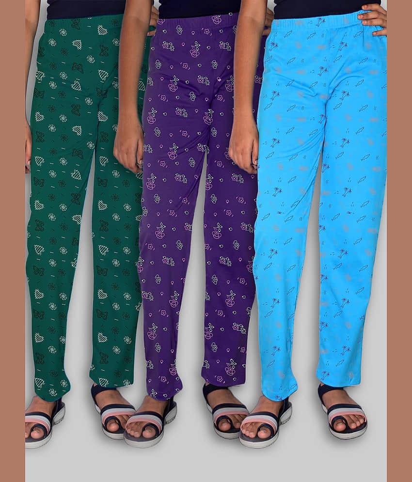 JILZ Pack of 3 Girls 100% Cotton Pyjama ( Multicolor )