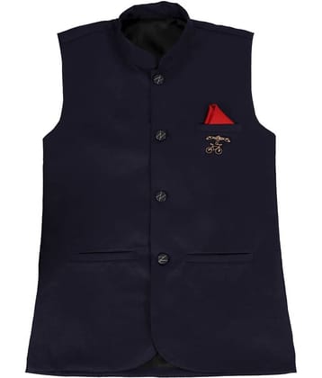 Fourfolds Boys Cotton Blend Waistcoat ( Pack of 1 , Blue )