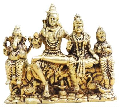 Brass Shiv Parivar Idol Statue for Home Temple, Medium Size, Height : 4.2 Inch (BSMAS1932 E)