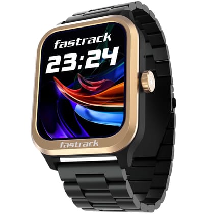 Fastrack Jupiter Retro 1.83" Display Smart Watch with BT Calling, IP68- Black & Rose Gold Metal (38157PM02)