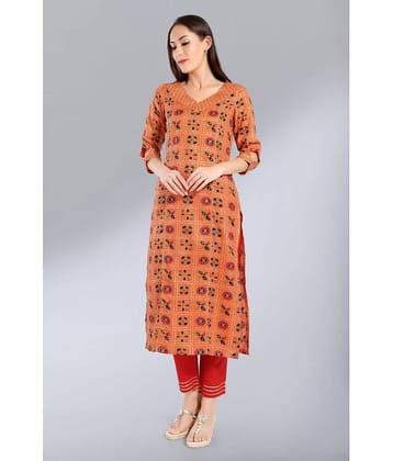 Madhuram Textiles - Orange Cotton Blend Women's Straight Kurti ( Pack of 1 )