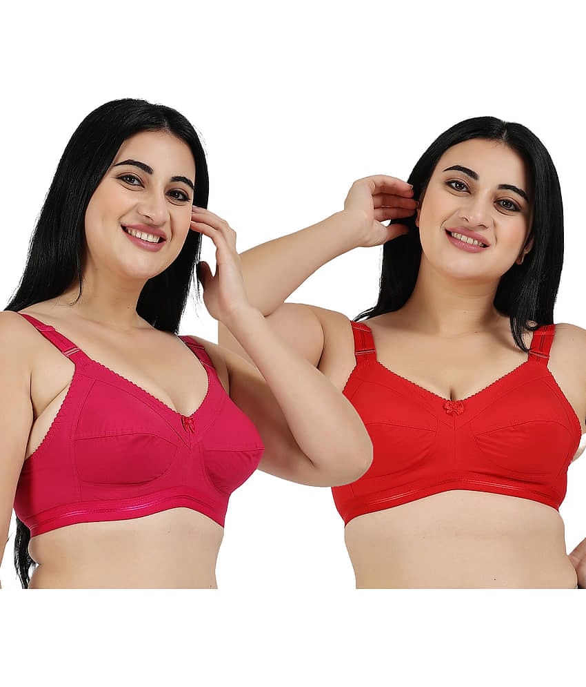 Ladyland Pack of 2 Cotton Non Padded Everyday Bra For Women ( Multicolor )