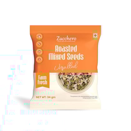 Zucchero Roasted Premium Mixed Seeds, Unsalted, 400G (Sunflower, Pumpkin, Sesame, Flax, Watermelon) - Dry Roasting | Oil-Free| Slow baked Seeds