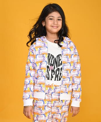 UNICORN RAINBOW ZIPPER HOODIE - WHITE-0-6 MONTHS / 1N / WHITE