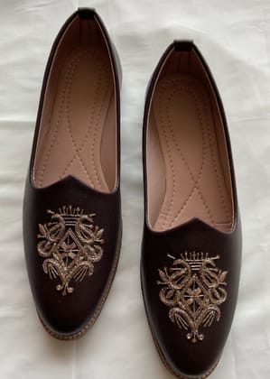 Dark Brown Hand Work Leather Loafers for Mens-Brown