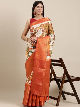 Yavira silk Women's Multi Printed Silk Blend Saree