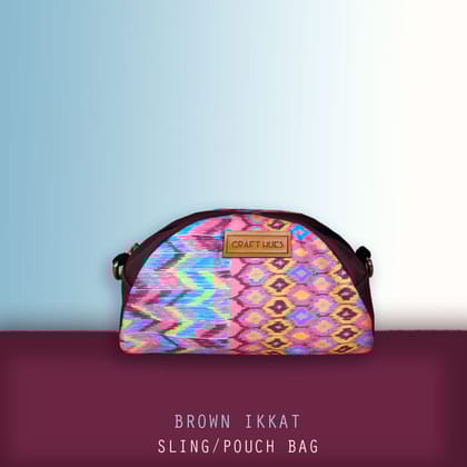 Brown Ikkat Pouch with Sling