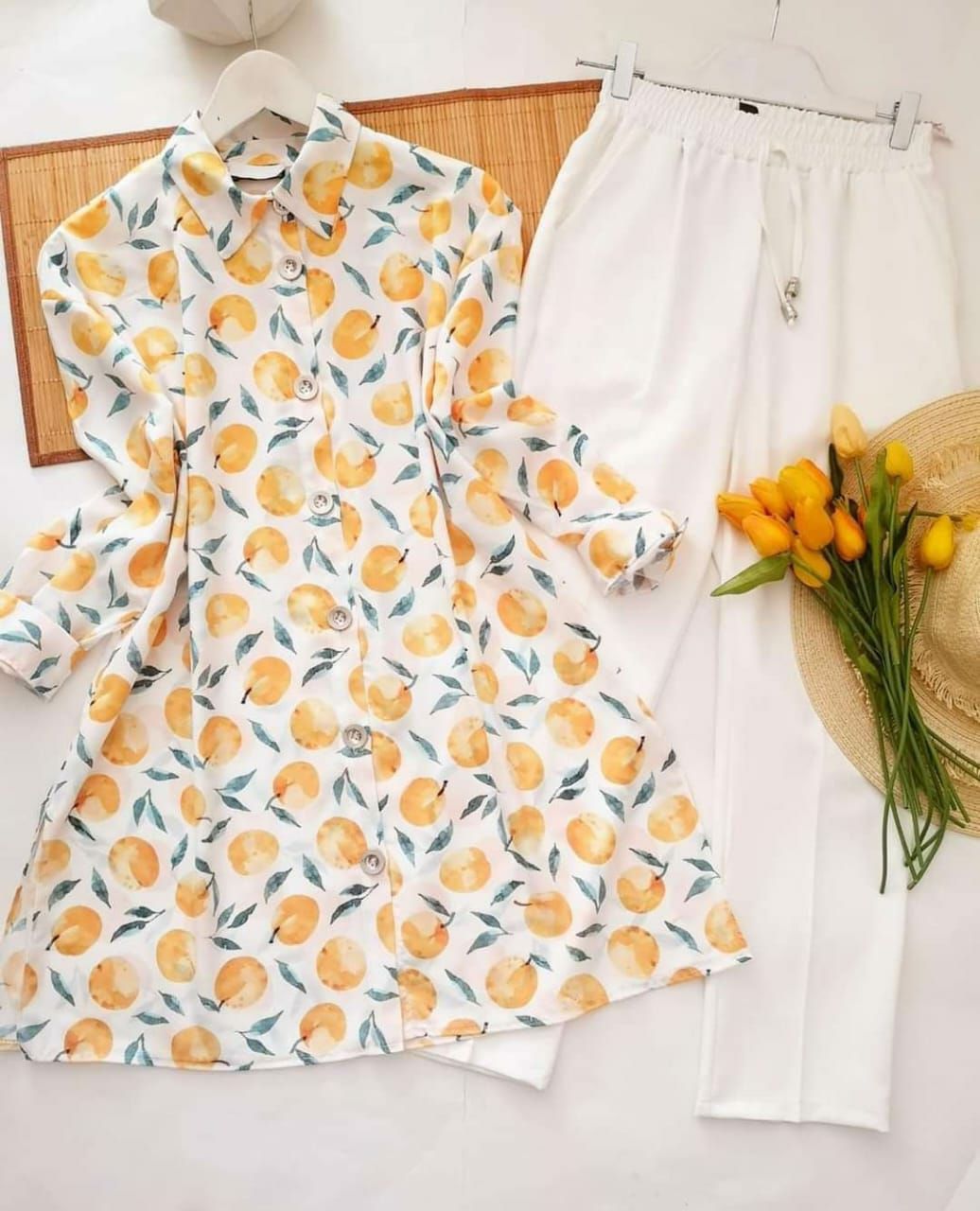 Fancy Yellow Color Flower Digital Printed Round Kurti With Palazzo by GlamaStitch-M