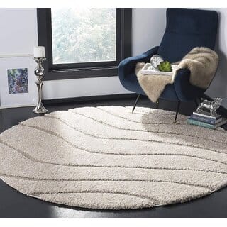 GALLERY HOME Silky Smooth Anti-Skid Shaggy Round Carpet with 2 inch Thickness (5 x 5 Round, Ivory K3)