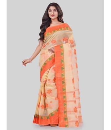 Desh Bidesh - Orange Cotton Saree Without Blouse Piece ( Pack of 1 ) - Orange