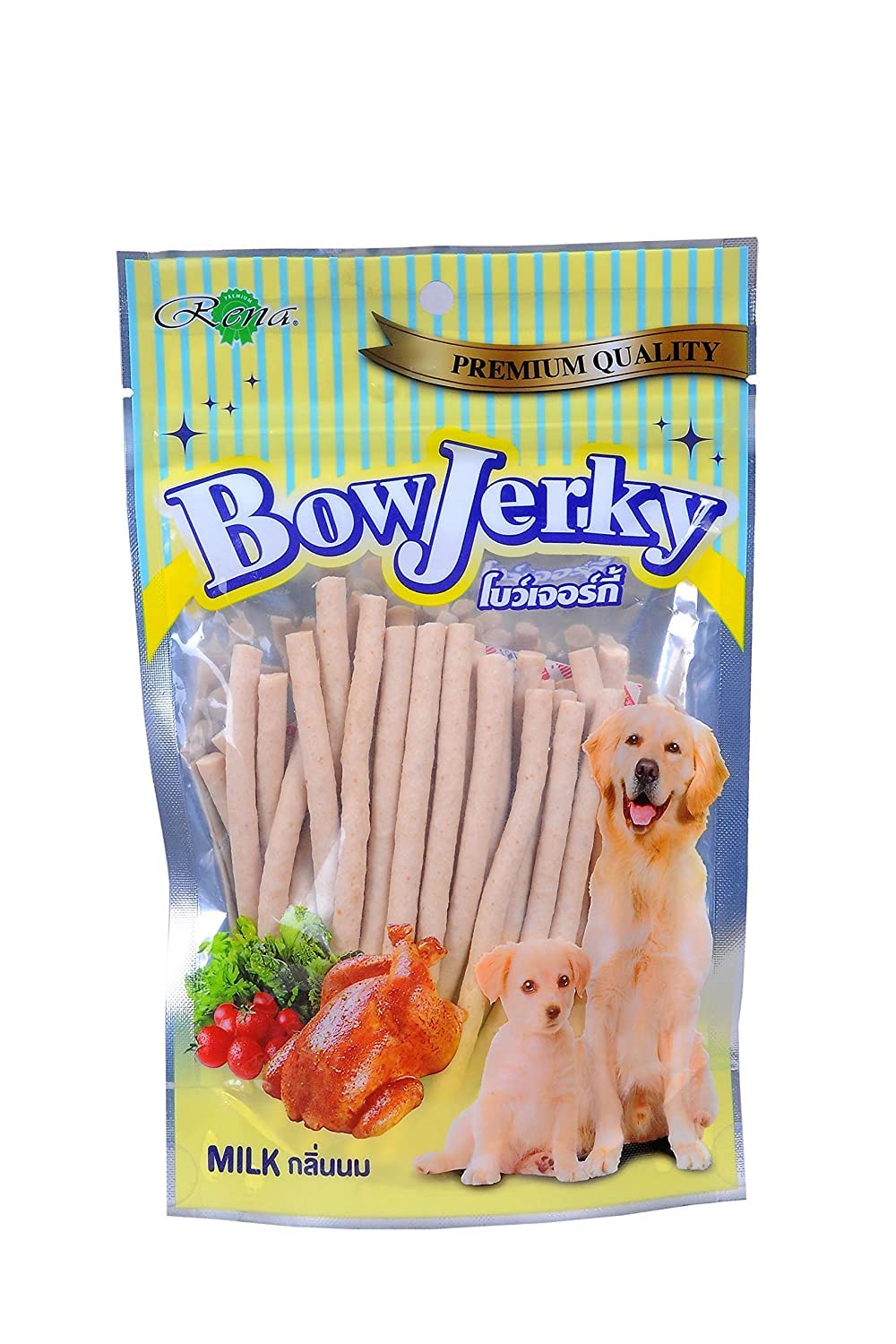 Bow Jerky Chicken & Milk Dog Treats Protein Rich Jerky Stick for Training, Reward & Snacking, Healthy Snack for Puppies, Adults & Seniors, 200 gm
