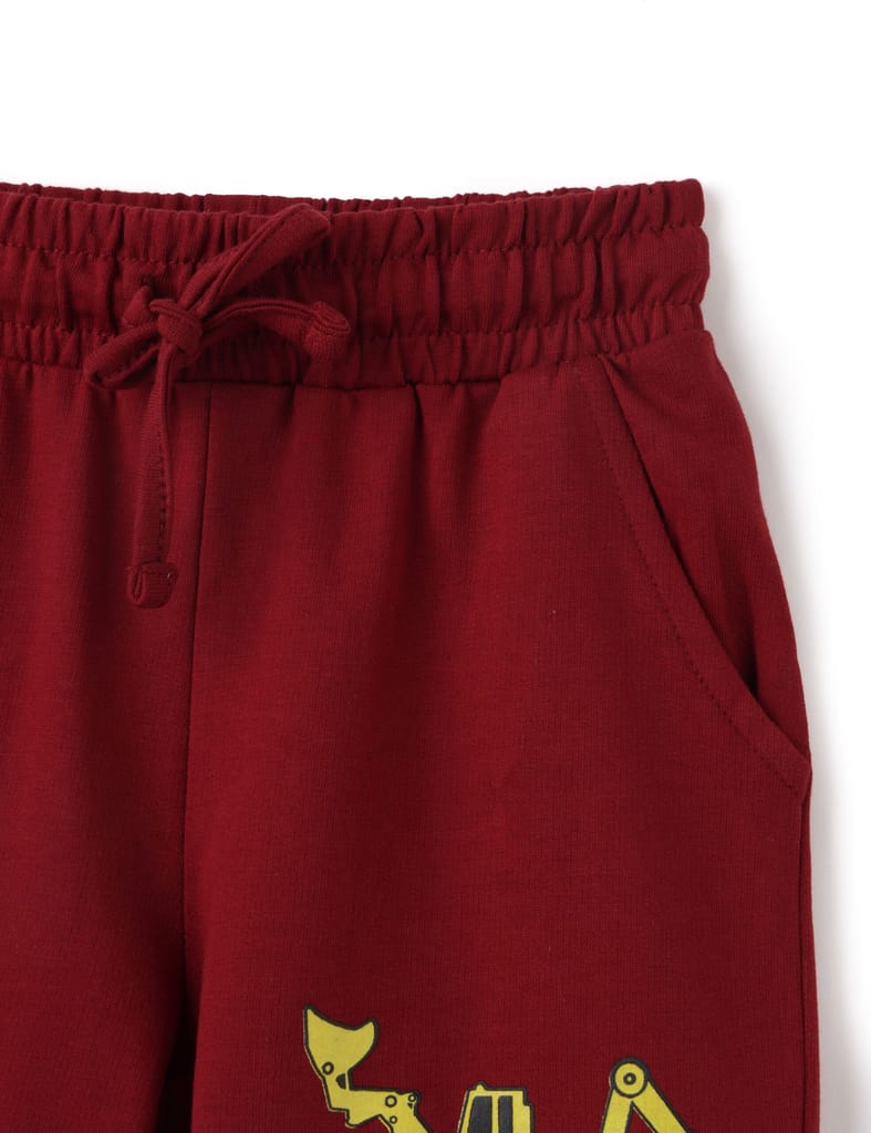 Sophisticated Kids Boys Shorts Cotton French Terry Winery Red Mini Digger 2025 at ShopCircuit | 