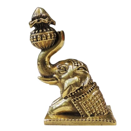 Brass Elephant with Laddu God Idol Statue for Temple & Gifting, Height : 3 Inch (BSMAS1857 F)