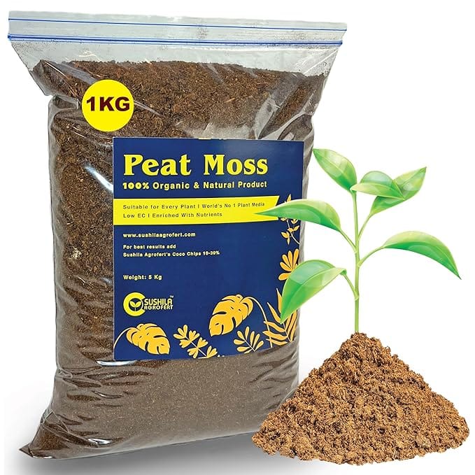 Sushila Agrofert's Peatmoss for Plants 1 Kg Ready to Use Potting Media Best for Seed Germination and Home Gardening Soil Mix
