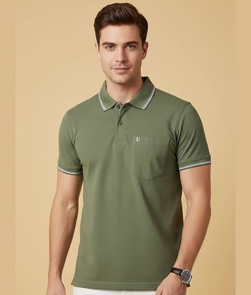 UNIBERRY Men Cotton Blend Regular Fit Solid Polo T Shirt ( Sea Green )