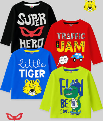 Kuchipoo Pack of 4 Boys Cotton Blend T-Shirt ( Multicolor1 )