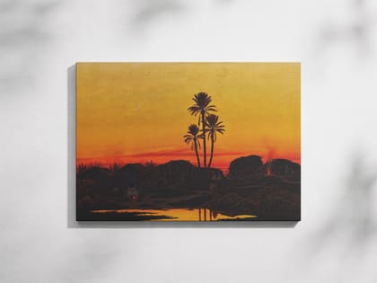 FURNISHUB The Palms in the Dusk, Sunset | Tropical Art Print | Serene Wall Decor Capturing Evening Tranquility