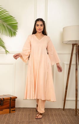 Peach Aline Kurta Set of 2-S / Peach