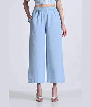 AMBI Pack of 1 Cotton Blend Straight Women's Palazzos ( Light Blue )