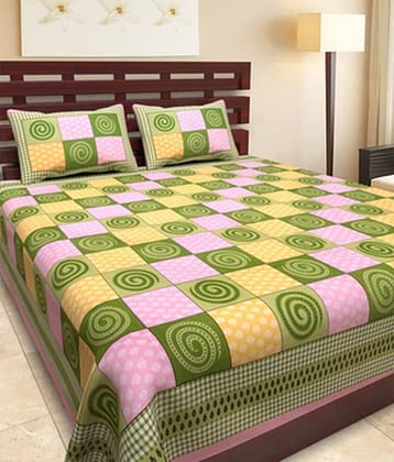 Uniqchoice Cotton Double Bedsheet ( Green )