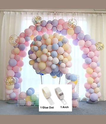 30 pcs Pastel Color Balloon( Multi ) + 5 pcs Confetti Balloon ( Gold ) + 1 Balloon Arch + 1 Balloon Glue Dot For Party Decoration