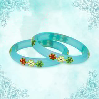 LUV FASHION Blue plastic Designer Bangles