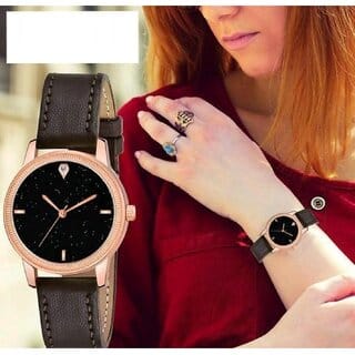Bolun Black 4Figure Dial Rose Rl Cash Leather Brown Belt Analog Women and Girls Watch2Cvvm466