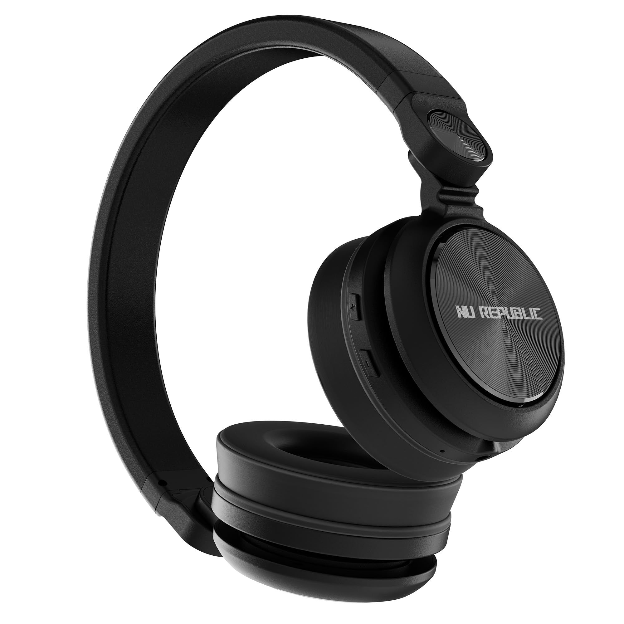 Nu Republic Starboy with 54 Hour Playtime,X-Bass Technology,40mm Neodymium Drivers,Gaming Mode,Bluetooth V5.4,Dual Pairing,Dual Stereo,Type-C Fast Charging ENC Bluetooth Over Ear Headphones (Black) Black / Over Ear