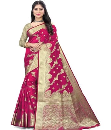 Gullak Organza Embellished Saree With Unstitched Blouse Piece ( Pink )