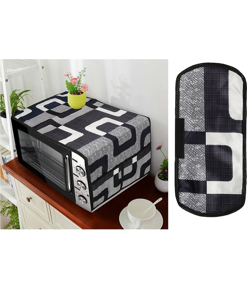 E-Retailer Set of 2 Polyester Black Microwave Oven Cover -