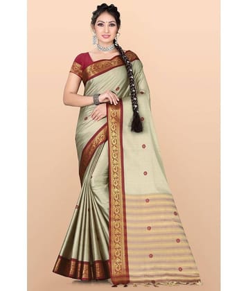 LEELAVATI Silk Embellished Saree With Unstitched Blouse Piece ( Beige )