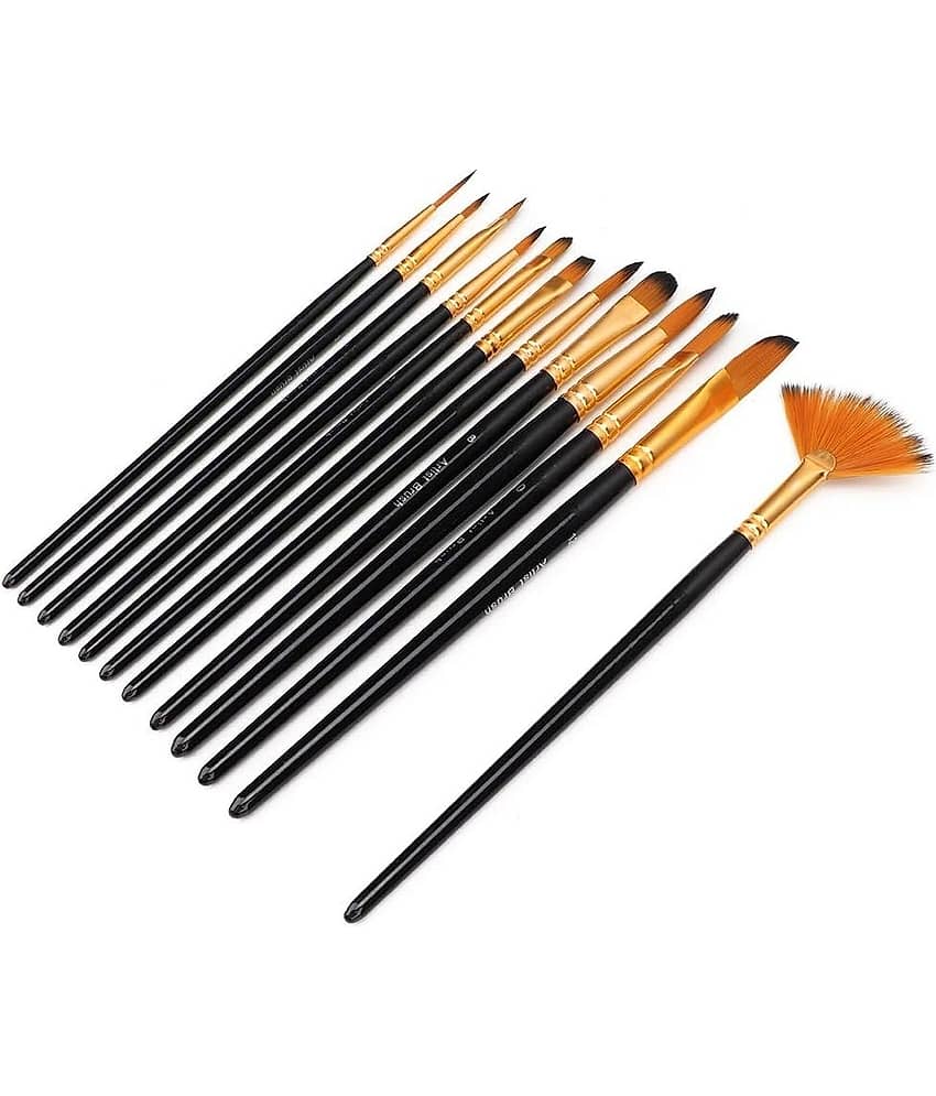FREEDY Craft Painting Brushes Set of 12 Professional Round Pointed Tip Nylon Hair Artist Acrylic Paint Brush for Acrylic/Watercolor/Oil Painting