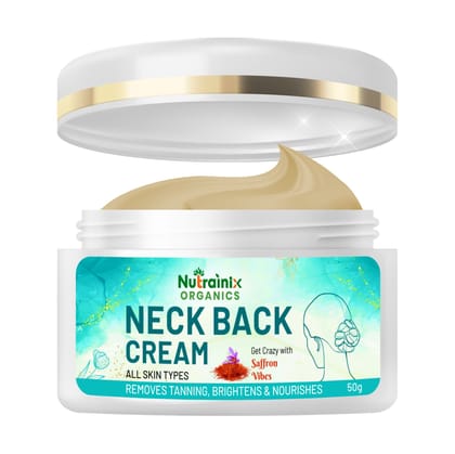 Nutrainix Organics Radiance Neck Back Cream, Brightening, Tan Removal & Anti-Aging Moisturizer for Silky, Youthful Skin - 50g