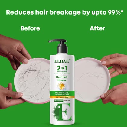 ELHAE 2-in-1 Anti Hairfall and Anti Dandruff Shampoo with Conditioner for Women and Men | Hairfall Control and Dandruff Protection Shampoo + Conditioner - 300ml