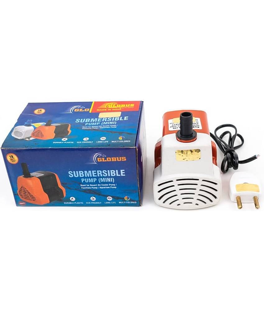 GLOBUS SUBMERSIBLE WATER PUMP 18 WATT WITH 2 PIN SOCKET (WHITE /BLUE/BLACK) FOR DESERT AIR COOLER/AQUARIUM FOUNTAIN