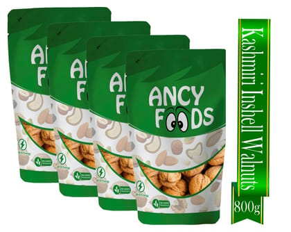 Ancy Kashmiri Sabut Akhrot 800 Grams (200 Grams X 4) – Inshell Walnut Dry Fruit | Rich in Proteins and Antioxidants – Supports Brain Health , Enhances Memory, Boosts Mood, Supports Heart Func