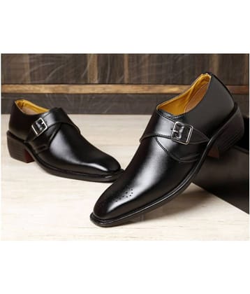 BXXY Monk Strap Artificial Leather Black Formal Shoes