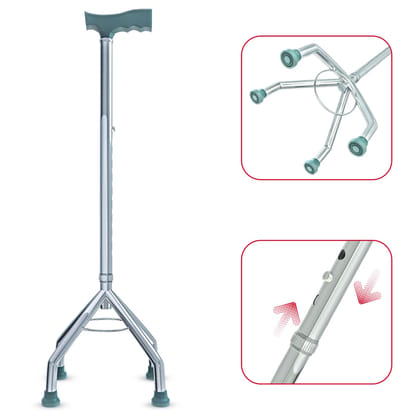 Walking Stick for Elderly | Four-Leg Adjustable Cane  Pack of 1  (ASSORTED)