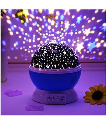wevdot Star Master Colorful LED 360 Degree Rotating Moon Light Romantic Sky Projector Night Lamp with USB Cable, Kids Room Night Bulb - Pack of 1